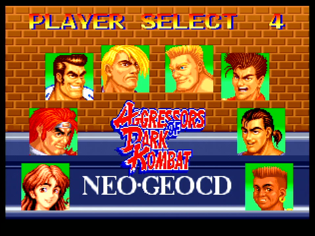 Aggressors of Dark Kombat character select screen