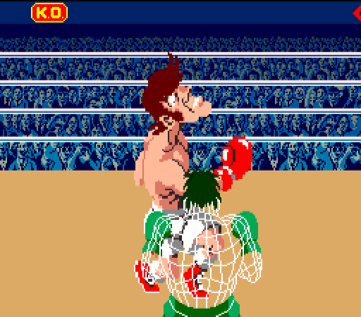 Punch-Out arcade, showing a scaled sprite punching me in the face