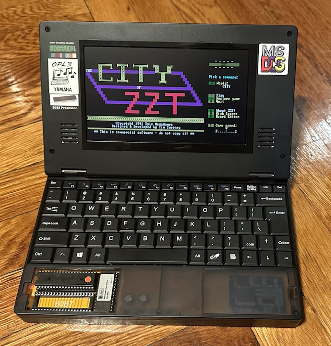 An open book 8088 playing ZZT