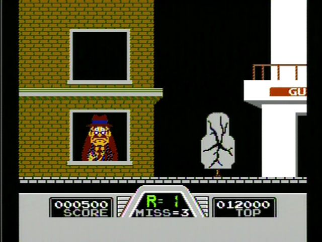 Hogan's Alley gameplay, an enemy gets shot