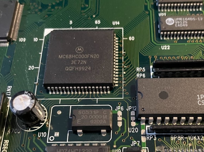 A surface-mount Motorola 68000