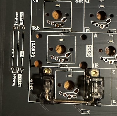 PCB holes labeled classic or modern