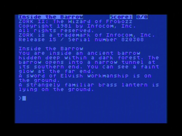 ZORK II: The Wizard of Frobozz, a text adventure.