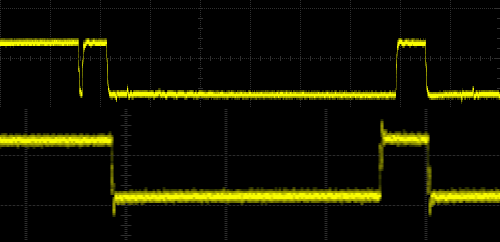 Oscilloscope traces. An odd artifact is seen