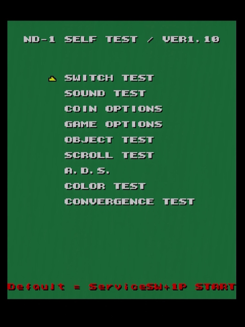NAMCO ND-1 options menu