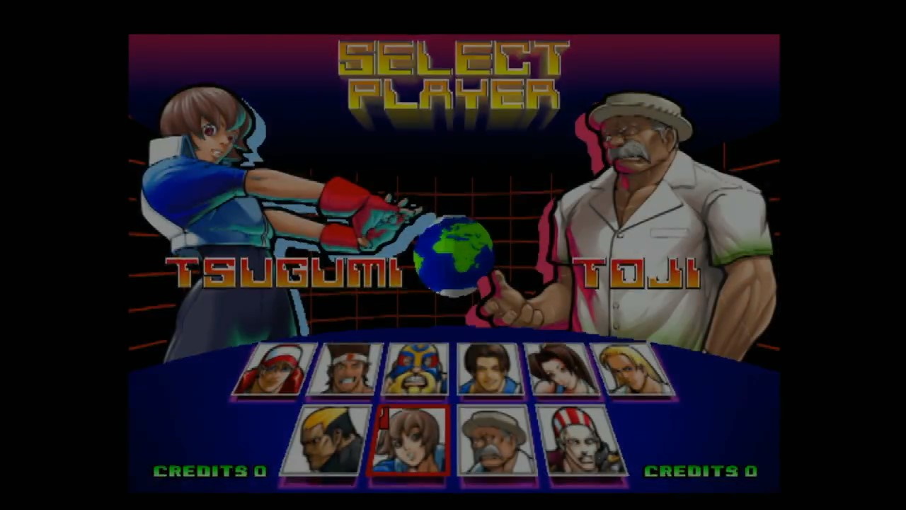 Fatal Fury: Wild Ambition character select, highlighting Tsugumi and Toji, the newcomers