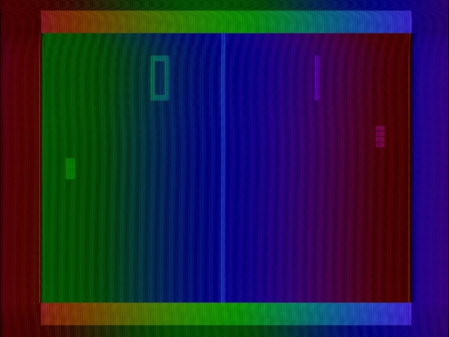 Pong with rainbow backgrounds and art