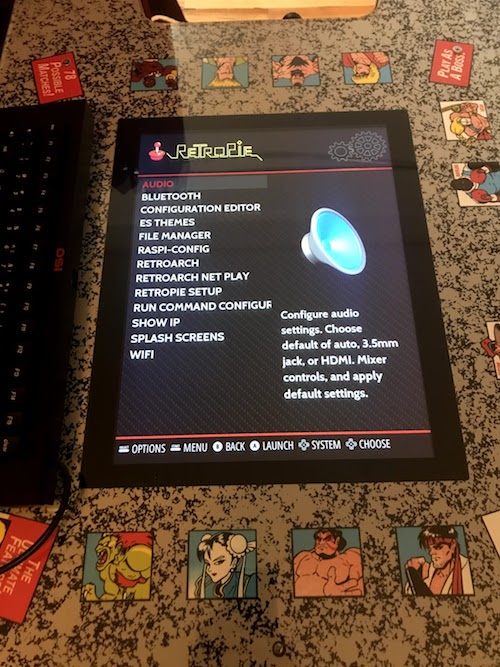 The Retropie options, rotated 90 degrees