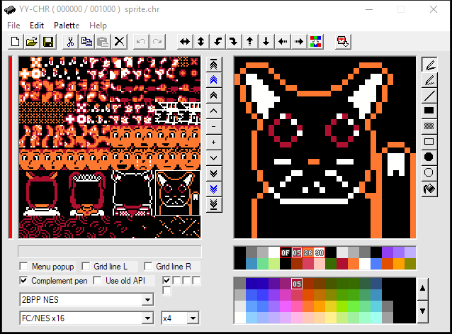 A YY-CHR screenshot showing the sprites