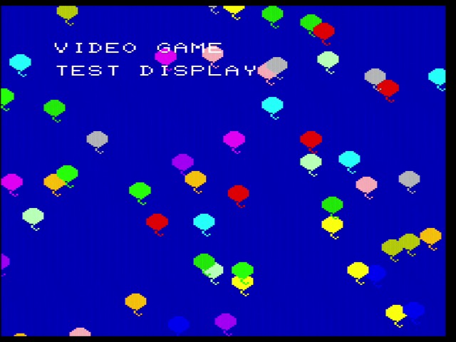 Epoch video test mode, showing many balloons